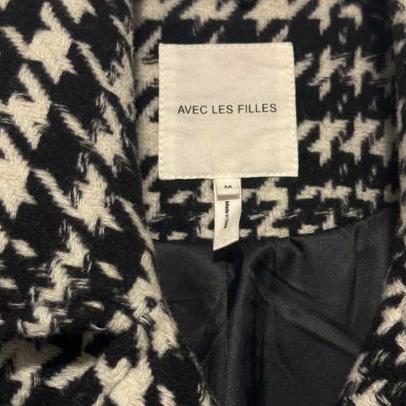 Avec Les Filles Houndstooth Plaid Oversized Woolblebd coat - size medium - Picture 2 of 5